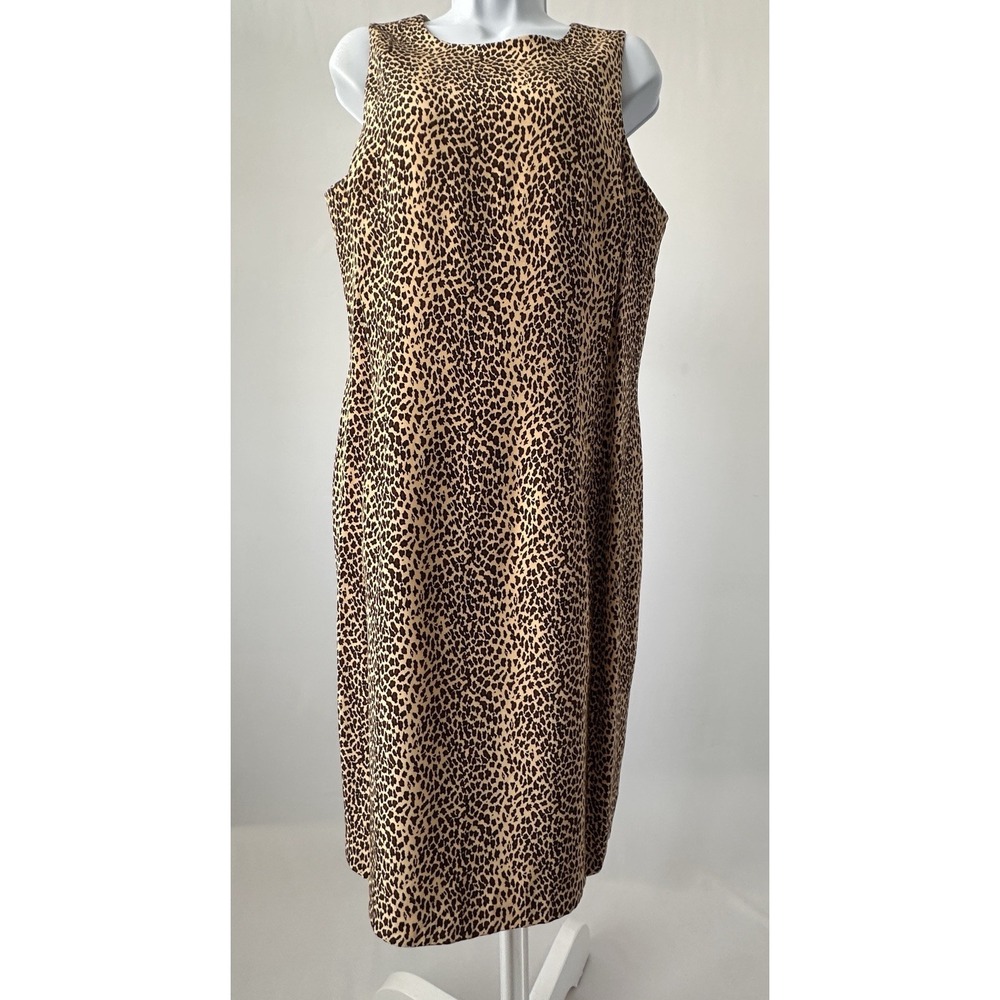 VTG 90s Y2K Maggy London Sz: 14 100% Silk Leopard Animal Print Sheath